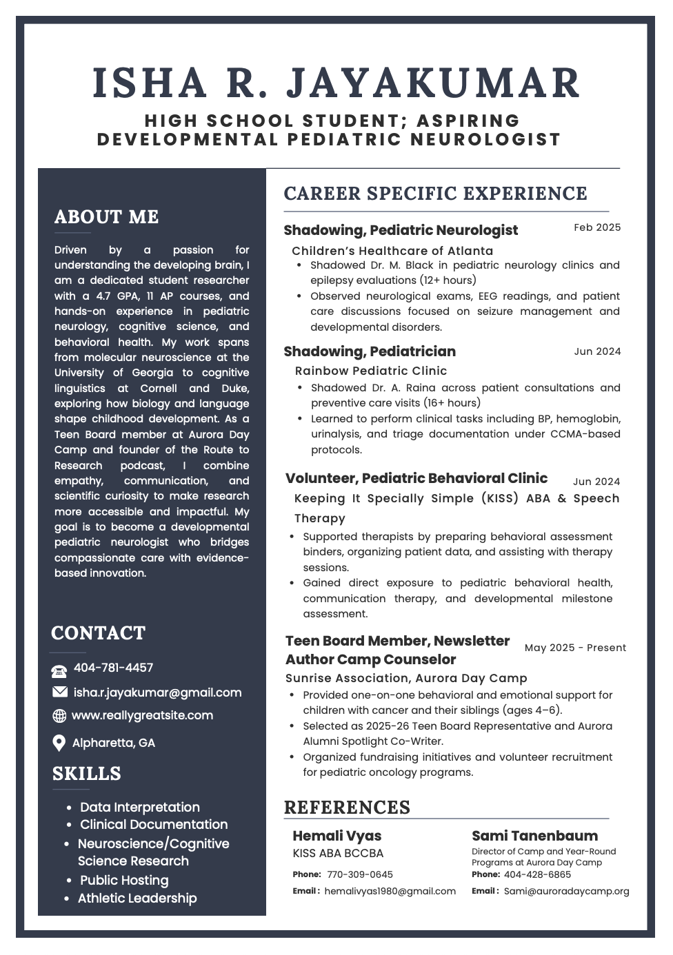 Isha Resume Page 1